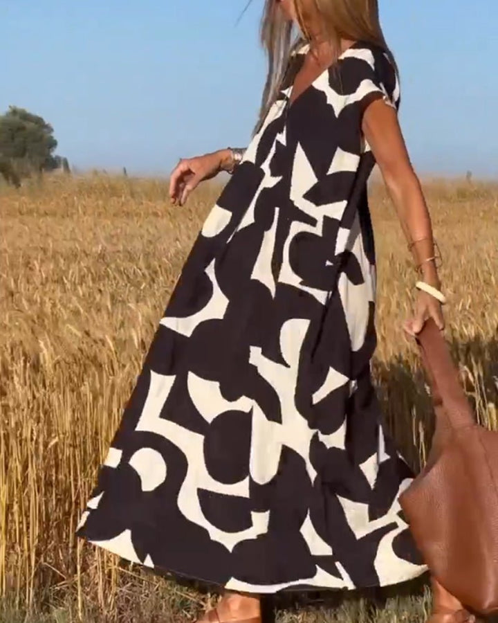 Amelia | Printed V-Neck Dress