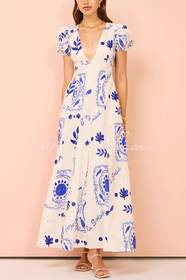 Avermy | Graceful Blue Floral Dress