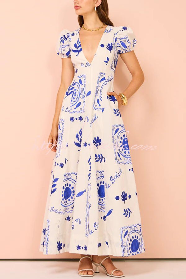 Avermy | Graceful Blue Floral Dress