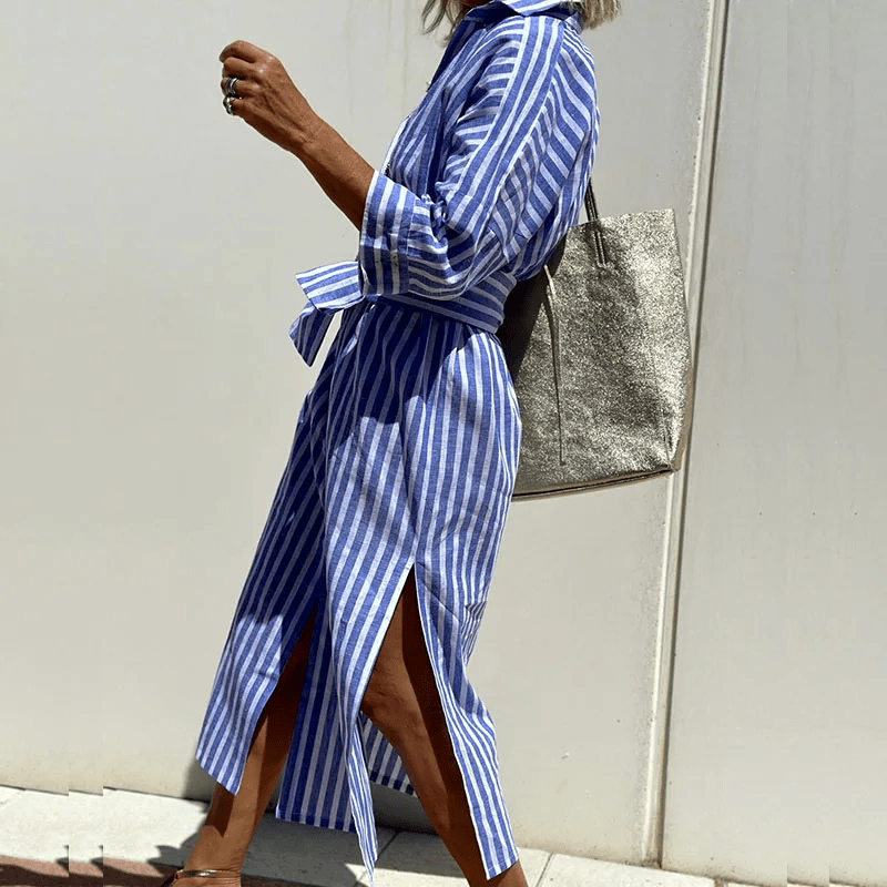 Wava | Elegant Striped Shirt Dress