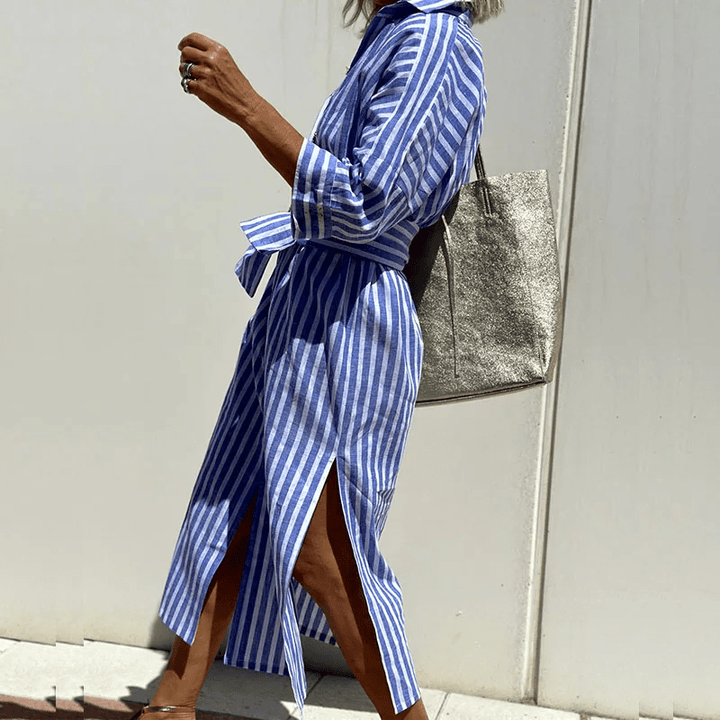 Wava | Elegant Striped Shirt Dress