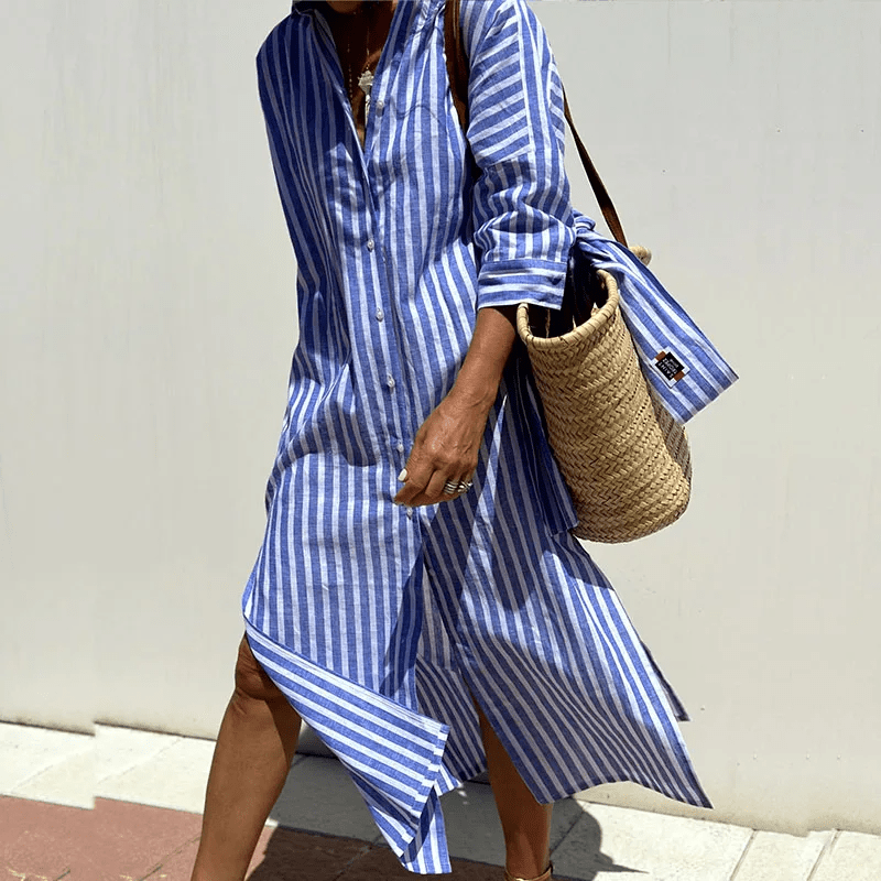 Wava | Elegant Striped Shirt Dress