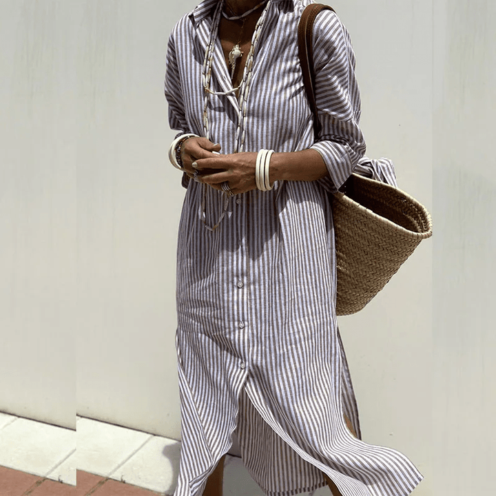 Wava | Elegant Striped Shirt Dress